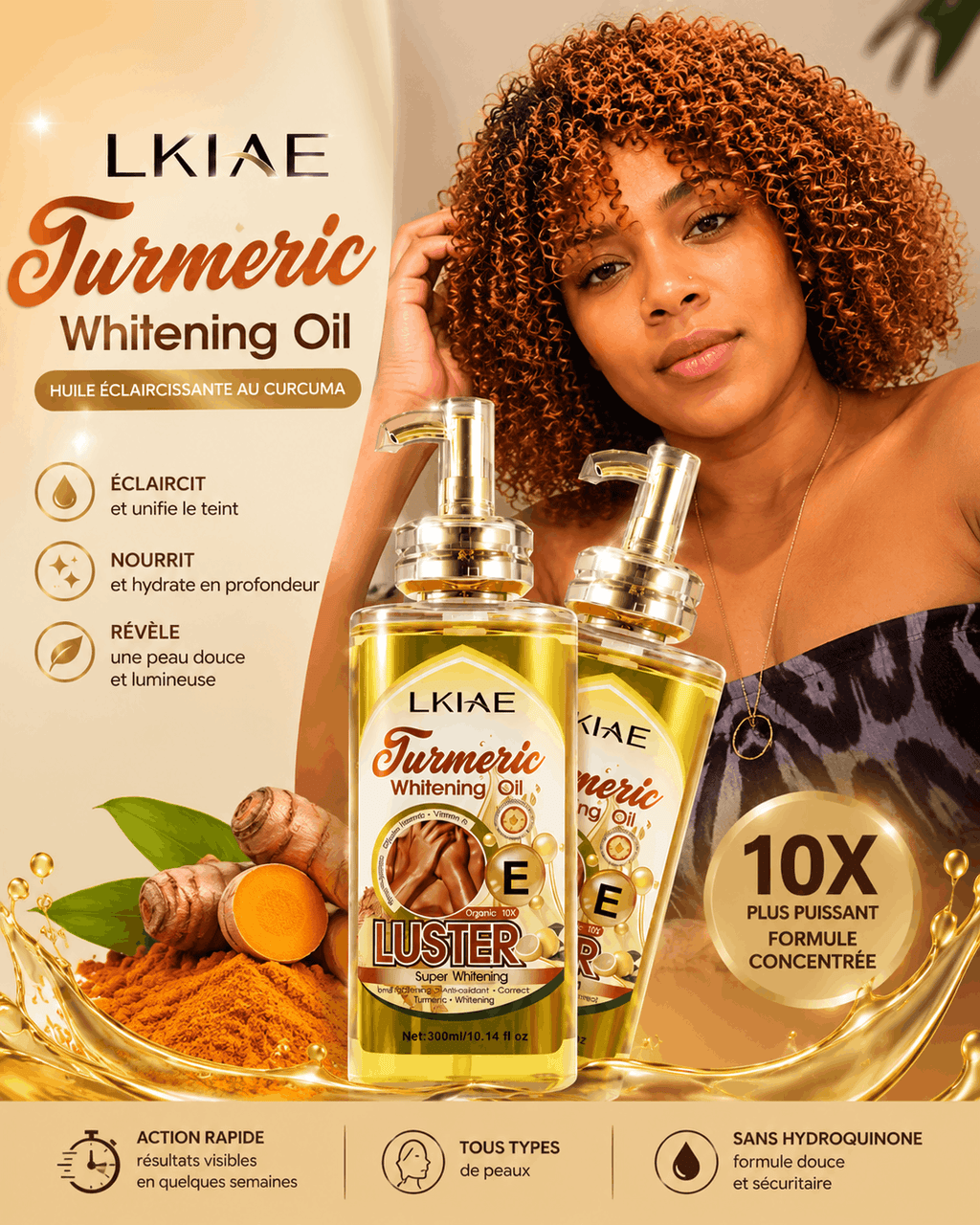 LKIAE Turmeric Whitening Oil with Vitamin E for brighter, moisturized and radiant skin