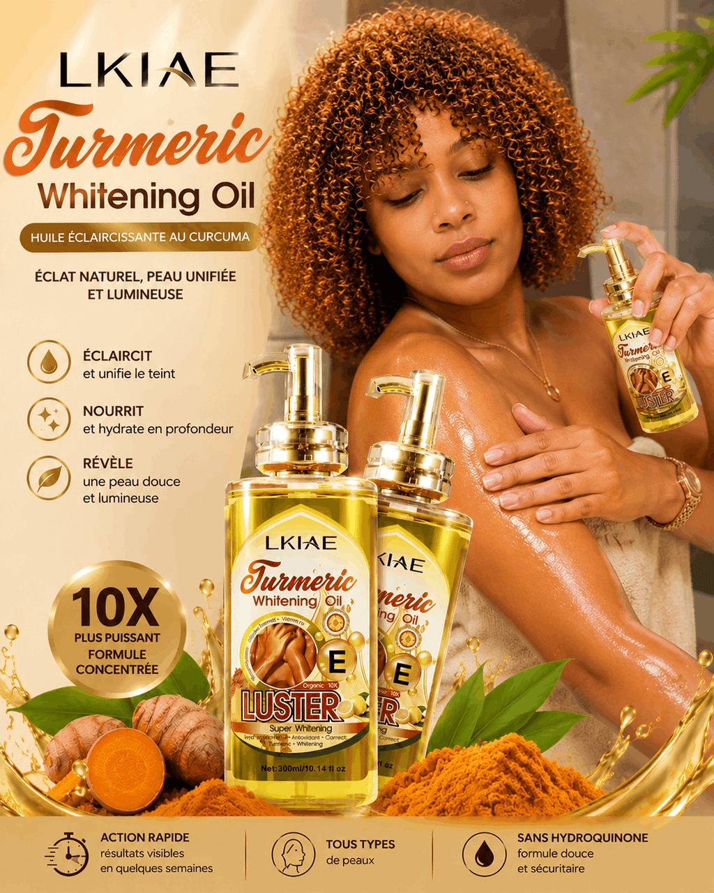 LKIAE Turmeric Whitening Oil with Vitamin E for brighter, moisturized and radiant skin