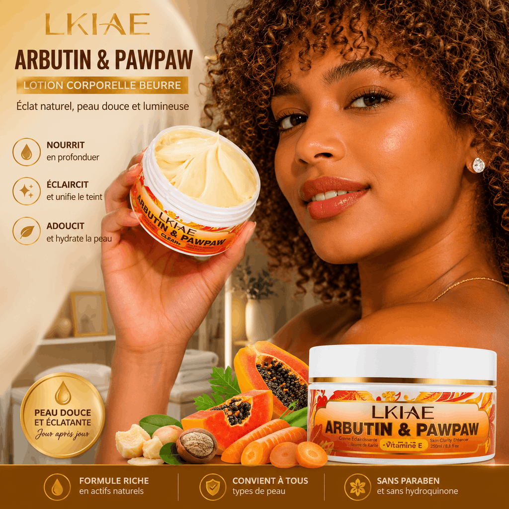 LKIAE Arbutin & Pawpaw Body Butter Lotion with Vitamin E for soft, hydrated and radiant skin