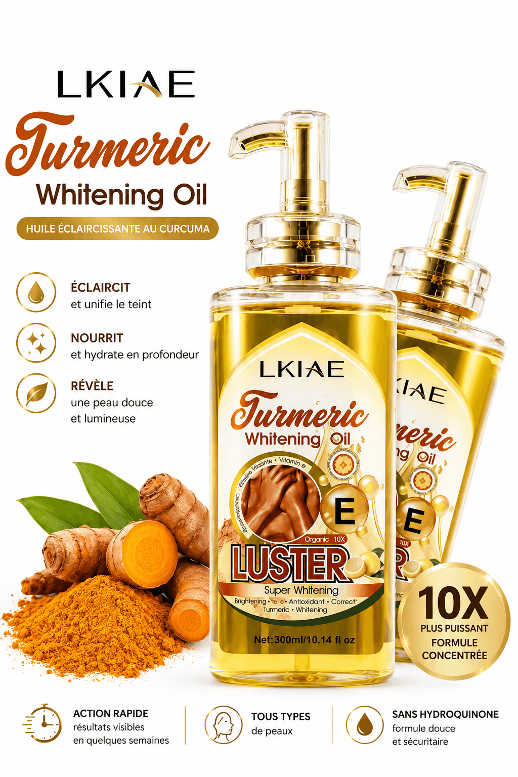 LKIAE Turmeric Whitening Oil with Vitamin E for brighter, moisturized and radiant skin