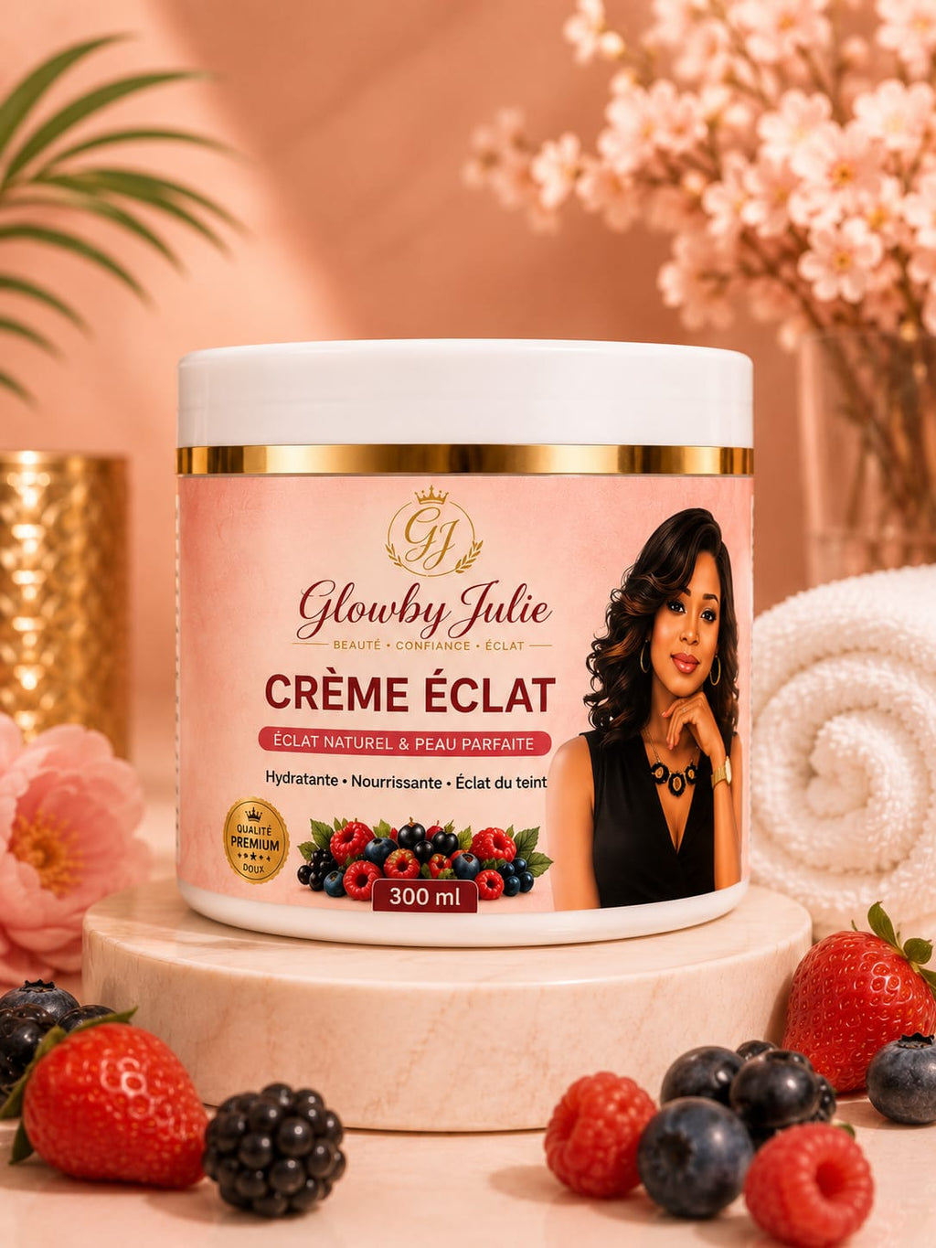 Gamme de soins cosmétiques éclat de la peau aux extraits de baies
