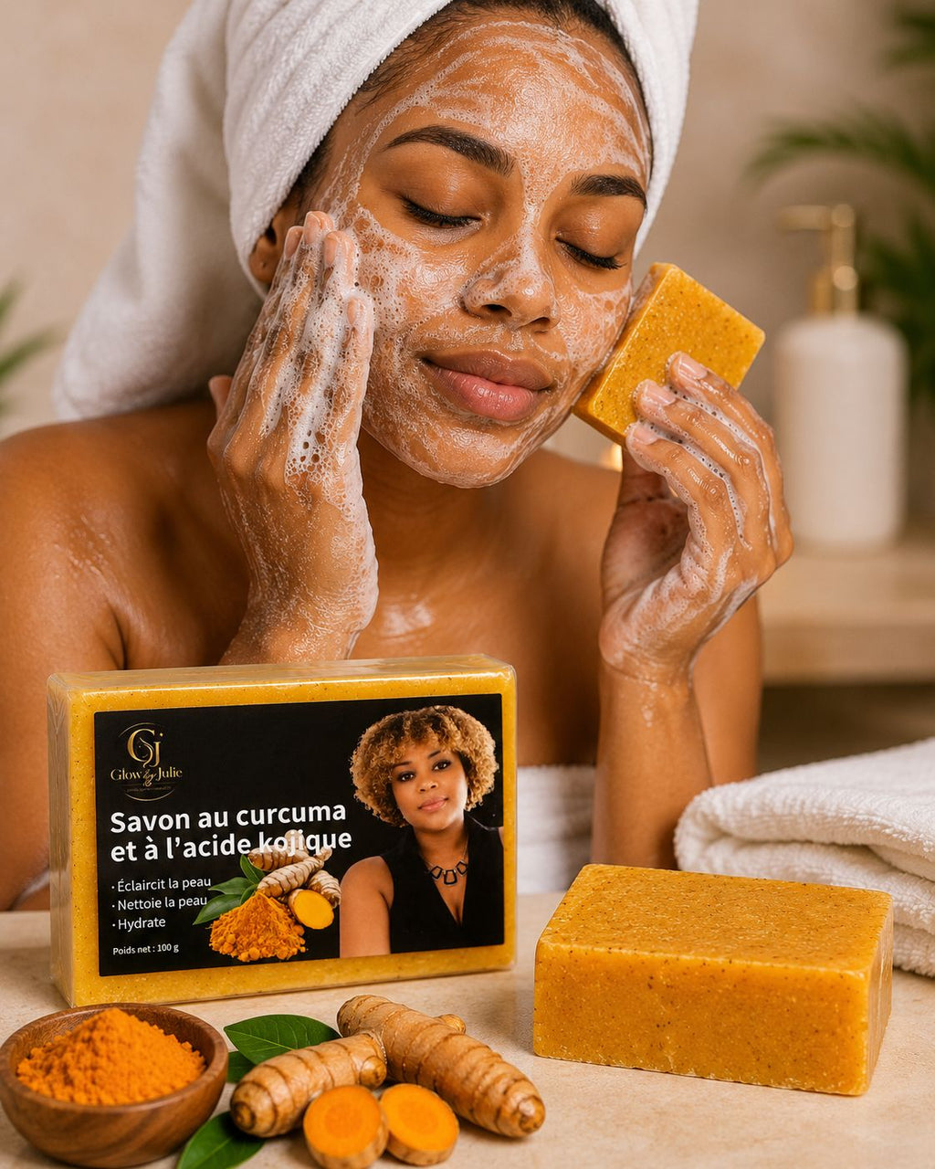 Savon au curcuma et a  l acide kojique- Glowby julie